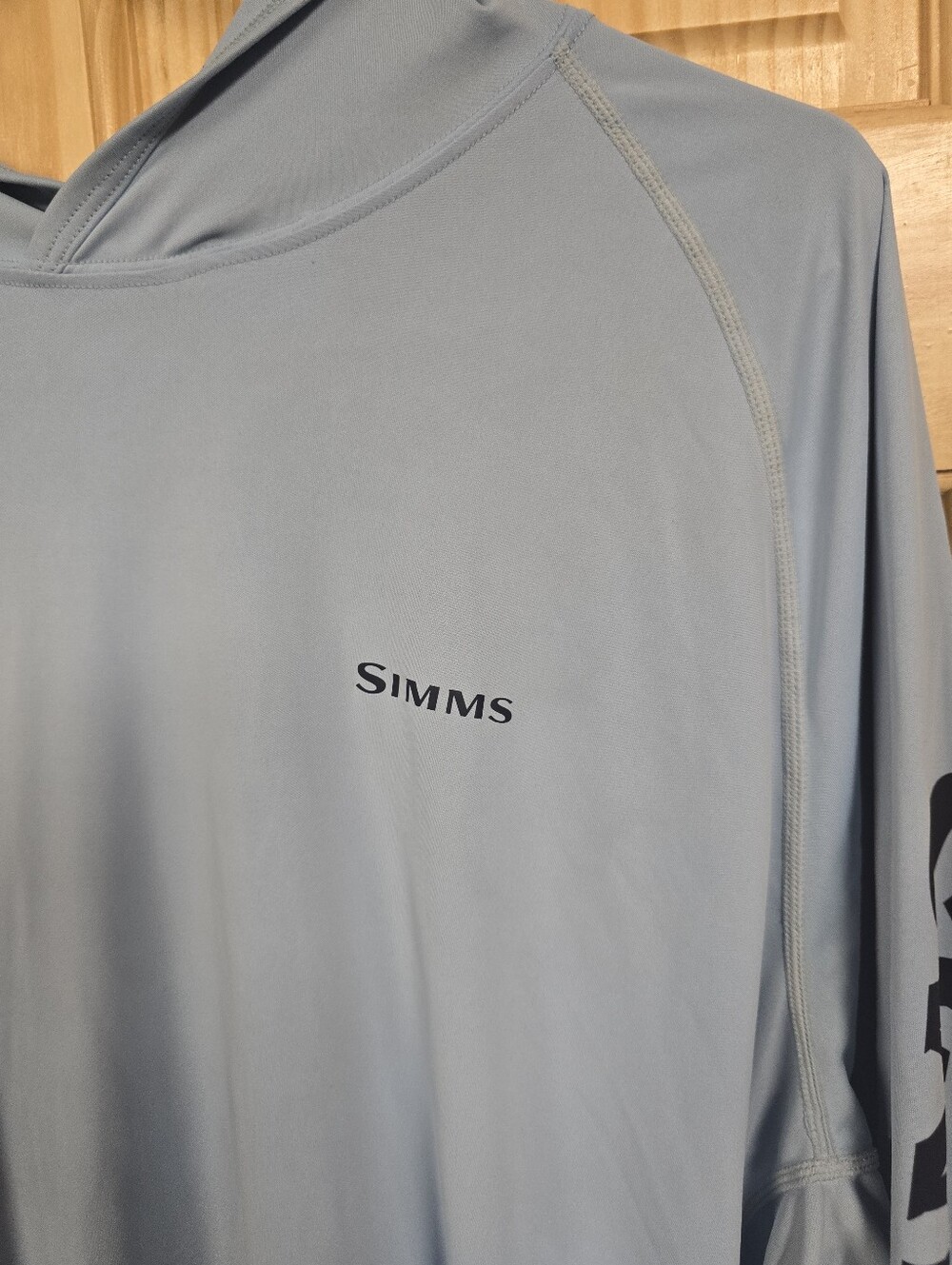 Simms Men’s Hooded Performance Shirt - Pale Blue with Black Logo - Picture 3 of 13